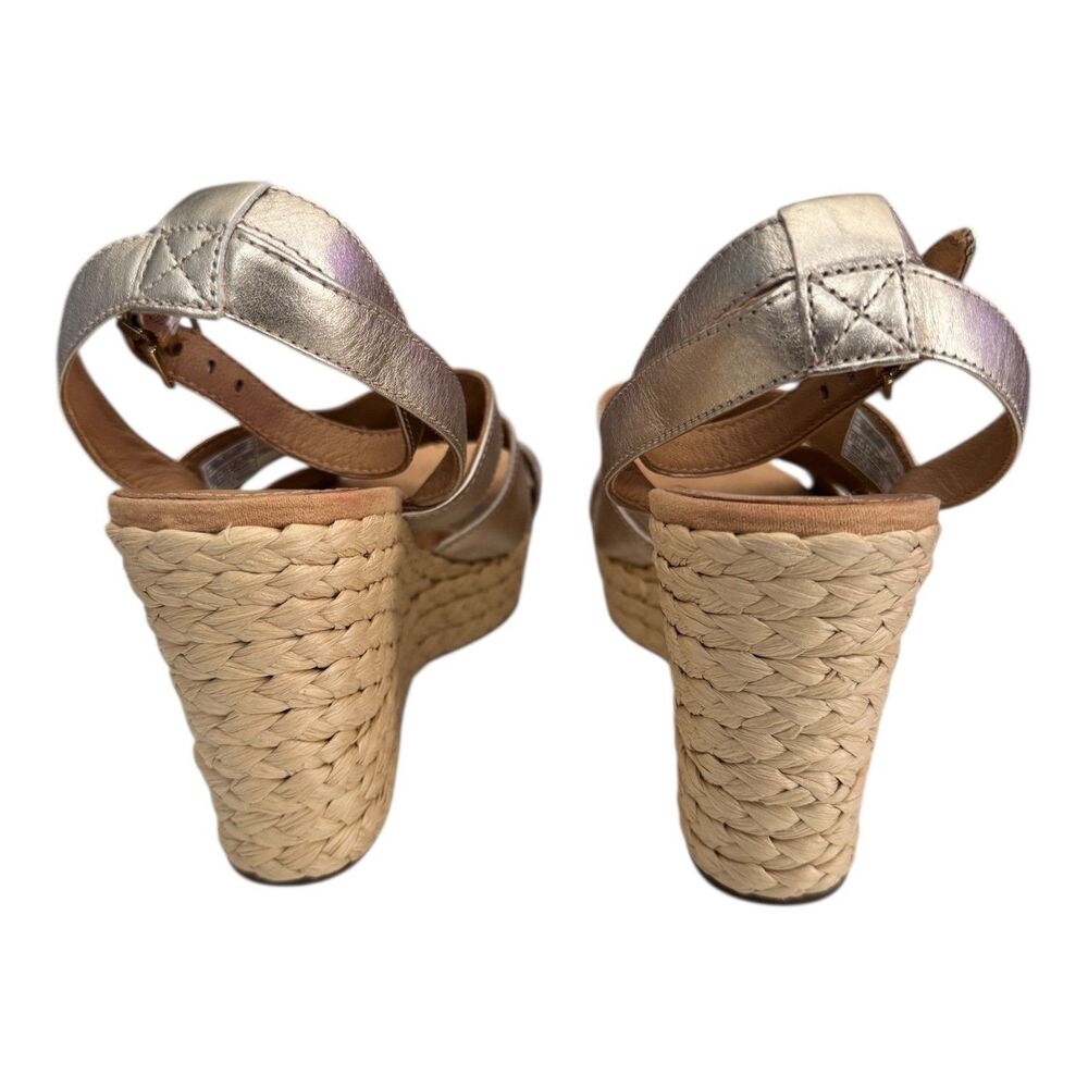 UGG Careena Ankle Strap Wedge Sandals 1125209 Women’s 9.5 Pale Gold Metallic - Picture 6 of 9